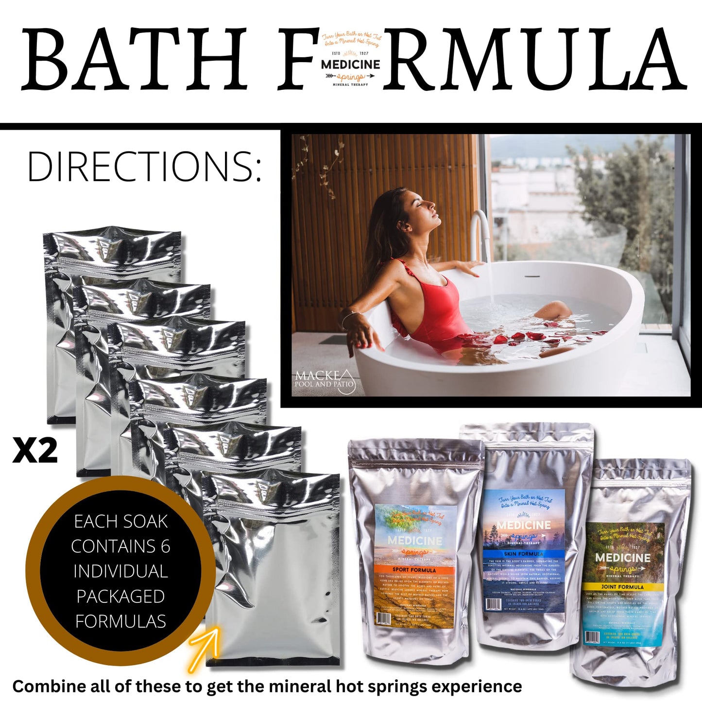 Medicine Springs Bathtub Mineral Therapy Skin (2 Soaks) Dead Sea Minerals hot Spring Soaking Collection for Healing Turn Your Bath tub into a Soaking Beauty and Personal Care Let's Get Cozy