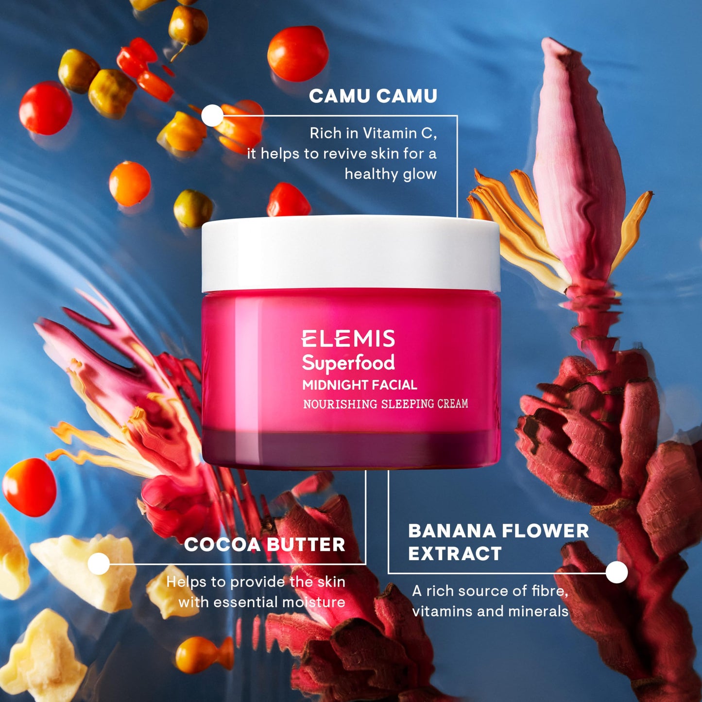 ELEMIS Superfood Midnight Facial - Lightweight Overnight Facial Cream, Prebiotic-Infused Hydrating Gel, Vitamin C Camu Camu Moisturizer, Omega Rich Beauty & Personal Care ELEMIS