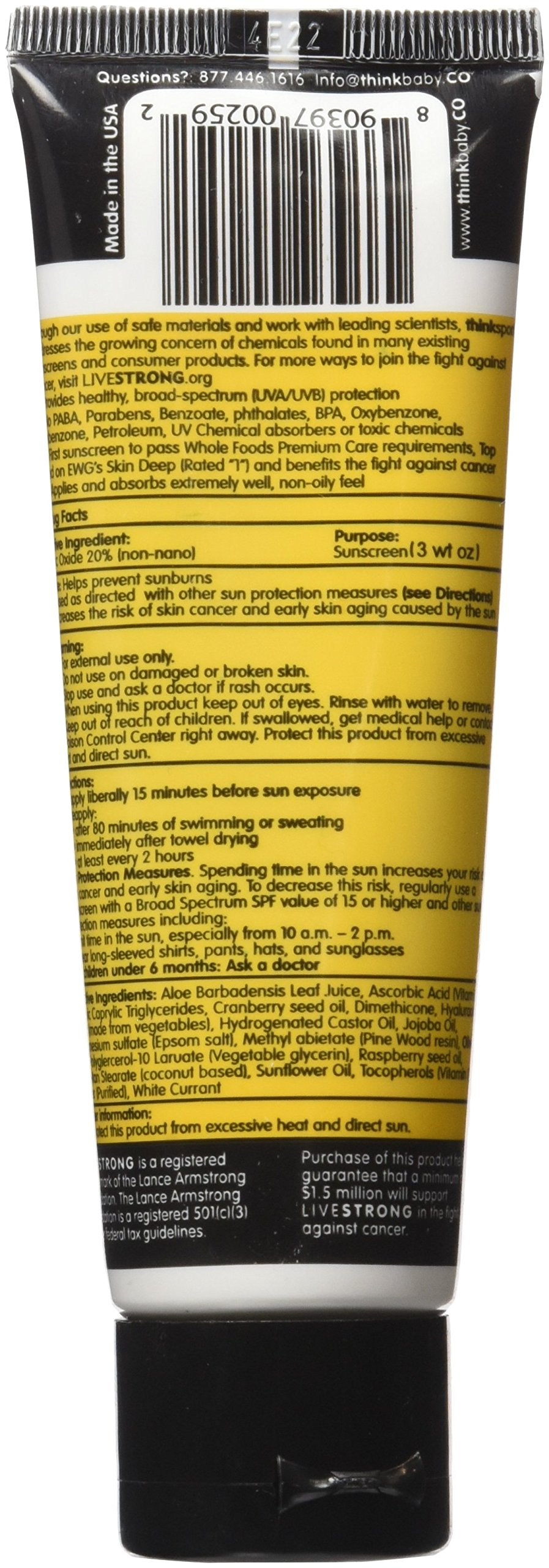 Thinksport Livestrong Sunscreen SPF 50+ 3 Ounces Beauty & Personal Care Thinksport