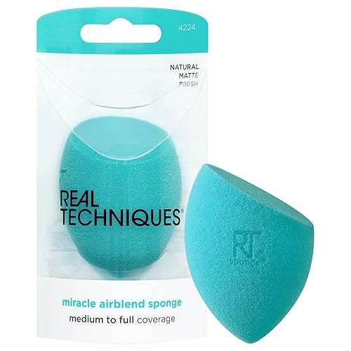 Real Techniques Miracle Airblend Sponge, Matte Makeup Blending Sponge, For Liquid, Cream, & Powder Products, Offers Medium To Full Coverage Beauty & Personal Care Real Techniques