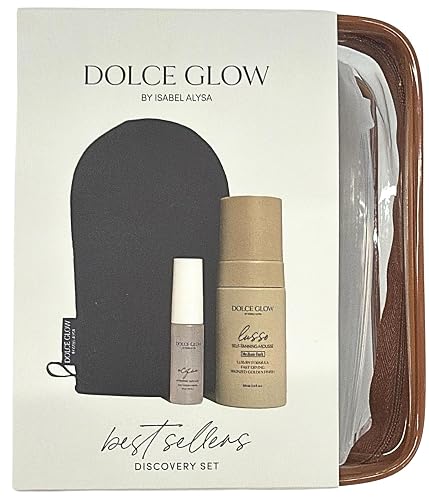 Dolce Glow Bestsellers Discovery Set, Self-Tanning Mousse & Hydrating Face Mist with Application Mitt and Travel Bag Beauty & Personal Care Dolce Glow