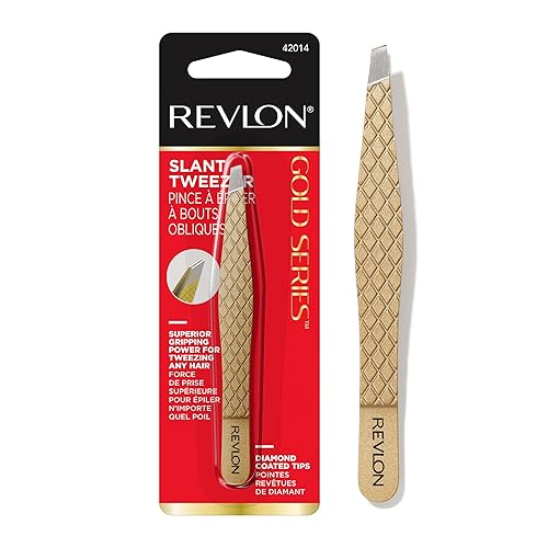 Revlon Gold Series Slanted Tip Tweezers, Ultra-Sharp for Precision Eyebrow Shaping and Facial Hair Removal, Stocking Stuffer for Women, 1 count Beauty & Personal Care REVLON