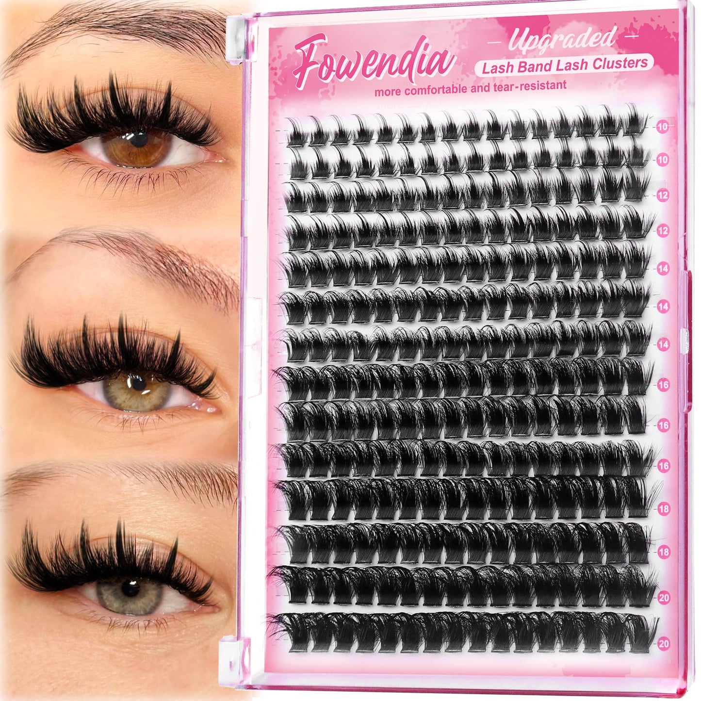 Fowendia Manga Lash Clusters with Spikes Wispy Natural Eyelash Clusters, 224Pcs 10-20mm Anime Lashes Cluster Eyelash Extensions, 0.03mmThin Band DIY Beauty and Personal Care Fowendia Default Title