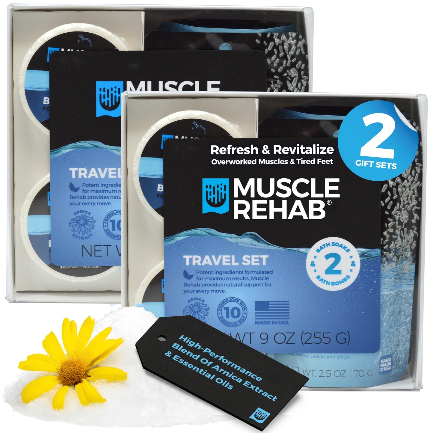 Muscle Rehab Sports Recovery Intro Gift Set (2) Sets- Fast-Absorbing Muscle Soak for Post-Workout or Run - Bath Bombs and Soak for Sore Muscles… Beauty & Personal Care Muscle Rehab