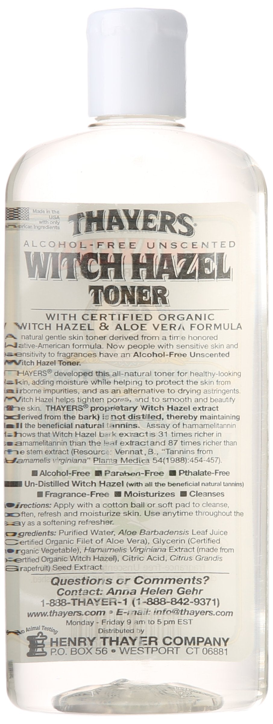 Thayers Alcohol-Free Witch Hazel Toner with Aloe Vera Formula, Unscented, 12 Fluid Ounce Beauty & Personal Care THAYERS