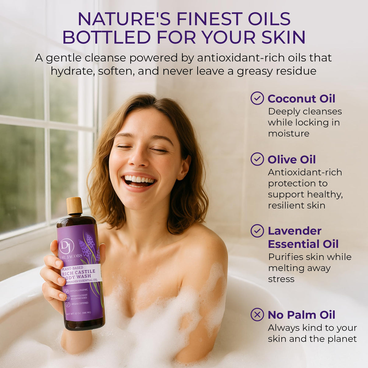 Dr. Jacobs Naturals Pure Castile Soap Liquid Body Wash, Lavender - Plant Based Soap Infused with Vitamin E and Aloe Vera to Moisturize Dry Beauty & Personal Care DR.JACOBS NATURALS
