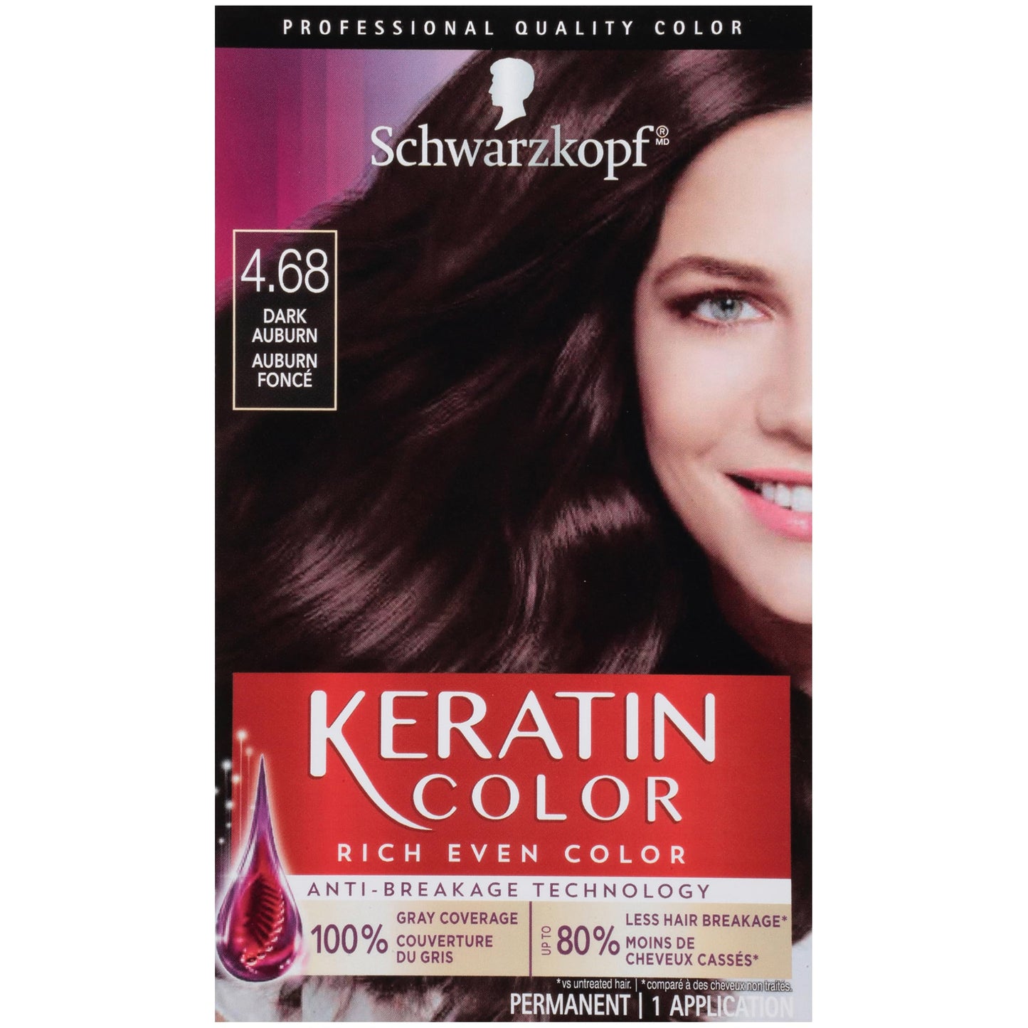 Schwarzkopf Keratin Color Permanent Hair Color Cream, 4.68 Dark Auburn, 1 Kit Beauty & Personal Care Schwarzkopf
