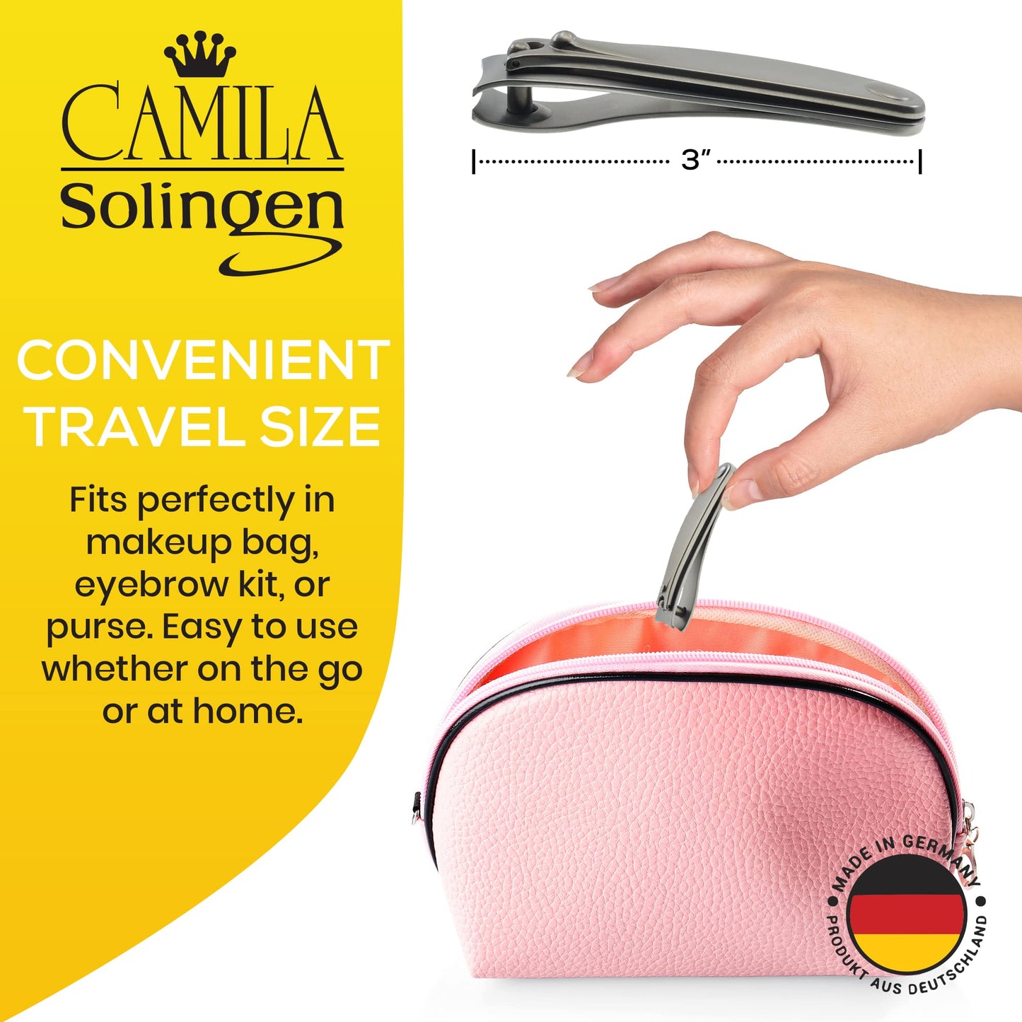 Camila Solingen CS15 3" Fingernail Clipper and Toenail Clipper for Manicure and Pedicure - Professional Nail Clippers with Precision Super Sharp Beauty & Personal Care Camila Solingen