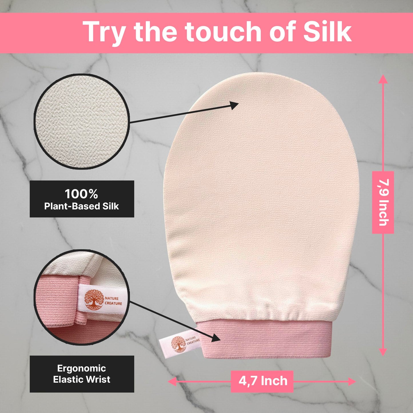 Vegan Silk Exfoliating Gloves Set (2 Pack) - Korean Spa Body Scrubber Mitt for Dead Skin & Ingrown Hair - Gift for Smooth Glowing Skin Beauty and Personal Care Nature Creature