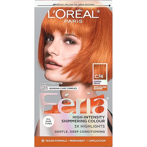 L'Oreal Paris Feria Multi-Faceted Shimmering Permanent Hair Color, C74 Copper Crave (Intense Copper), Pack of 1 Hair Dye Kit Beauty & Personal Care L'Oreal Paris