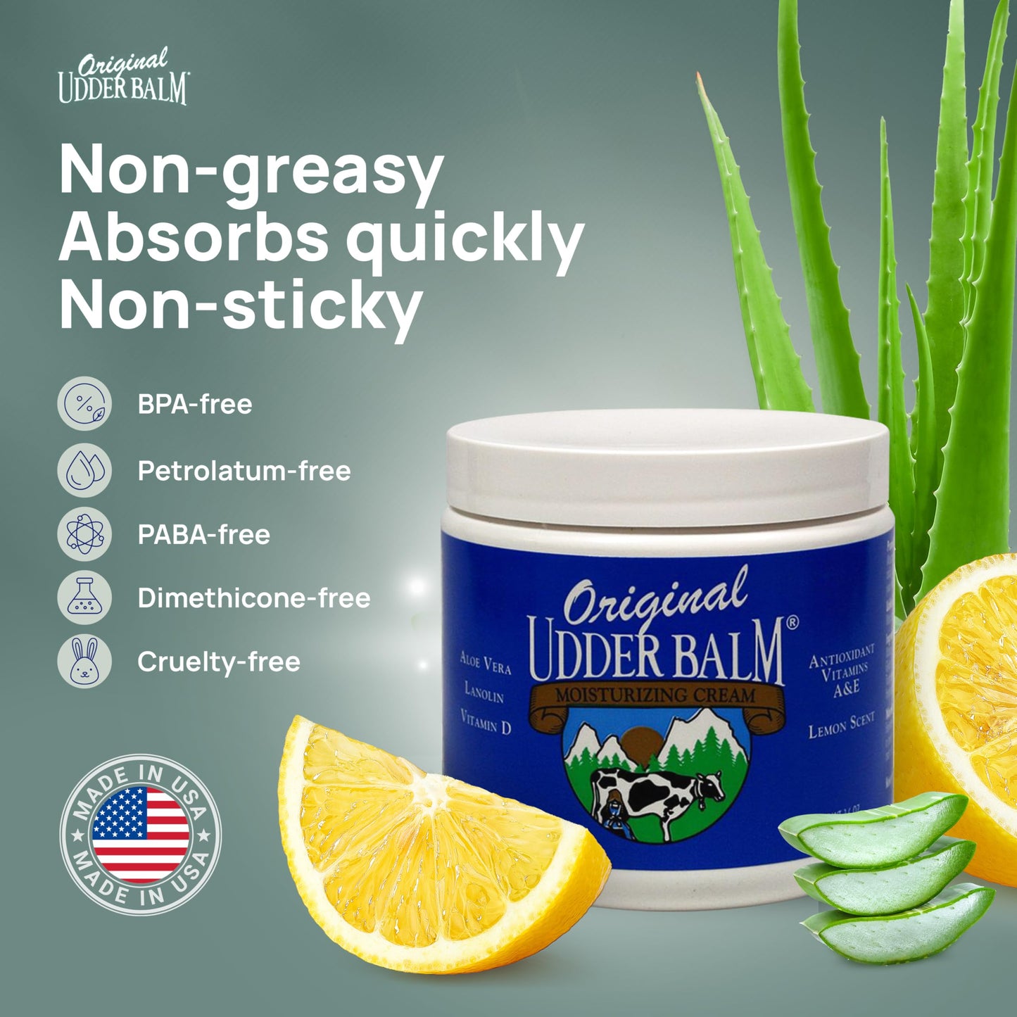 Original Udder Balm Jar - Made in USA - Extra Thick Udder Cream & Hand Balm for Dry Skin, Cracked Heels, Rough Hands - Deep Moisture Heel Cream & Foot Beauty & Personal Care Original Udder Balm