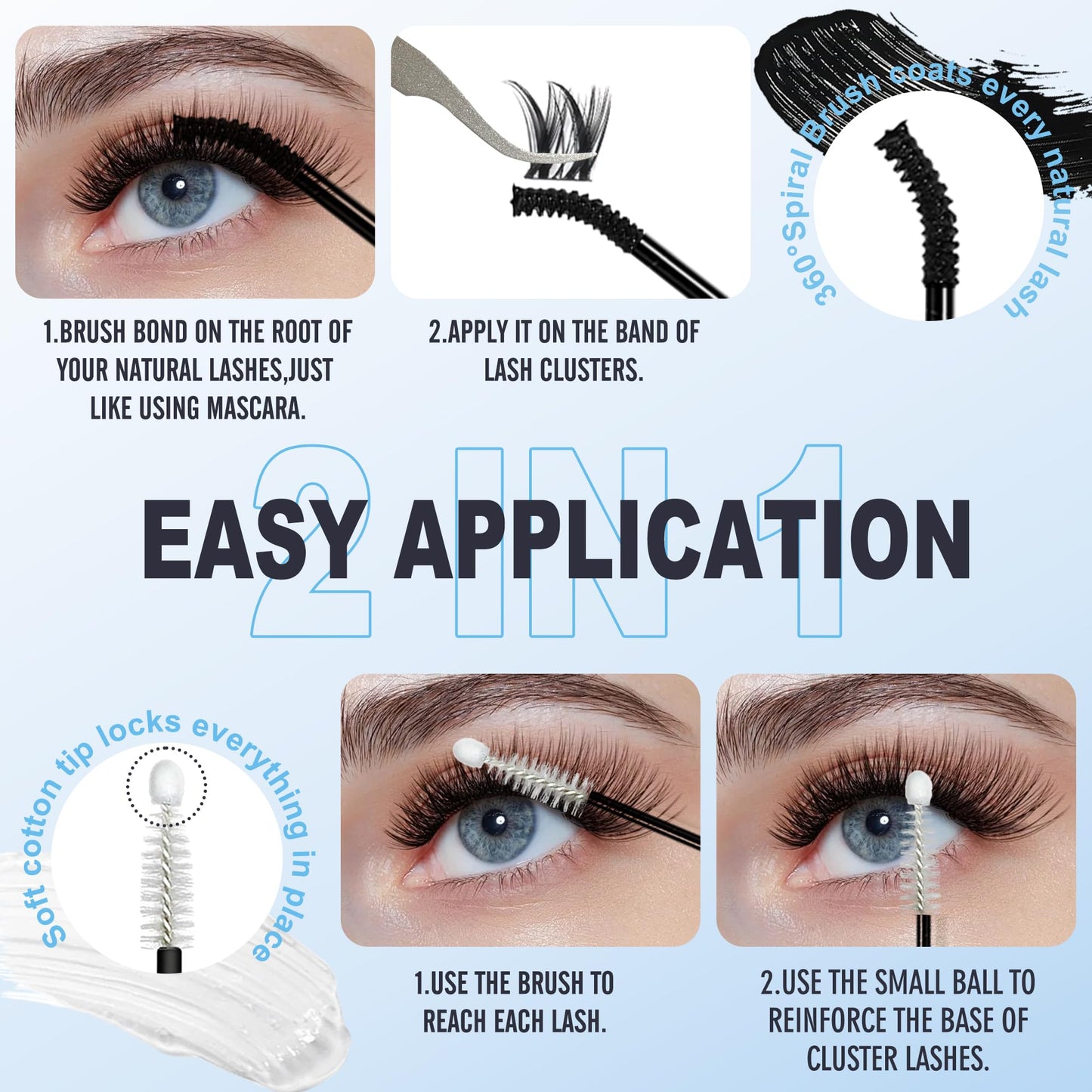 Waterproof Lash Cluster Glue for Sensitive Eyes, Hypoallergenic Lash Bond and Seal for Shower Sleep Workout & Washing, 72H Long Lasting Eyelash Beauty and Personal Care LANKIZ