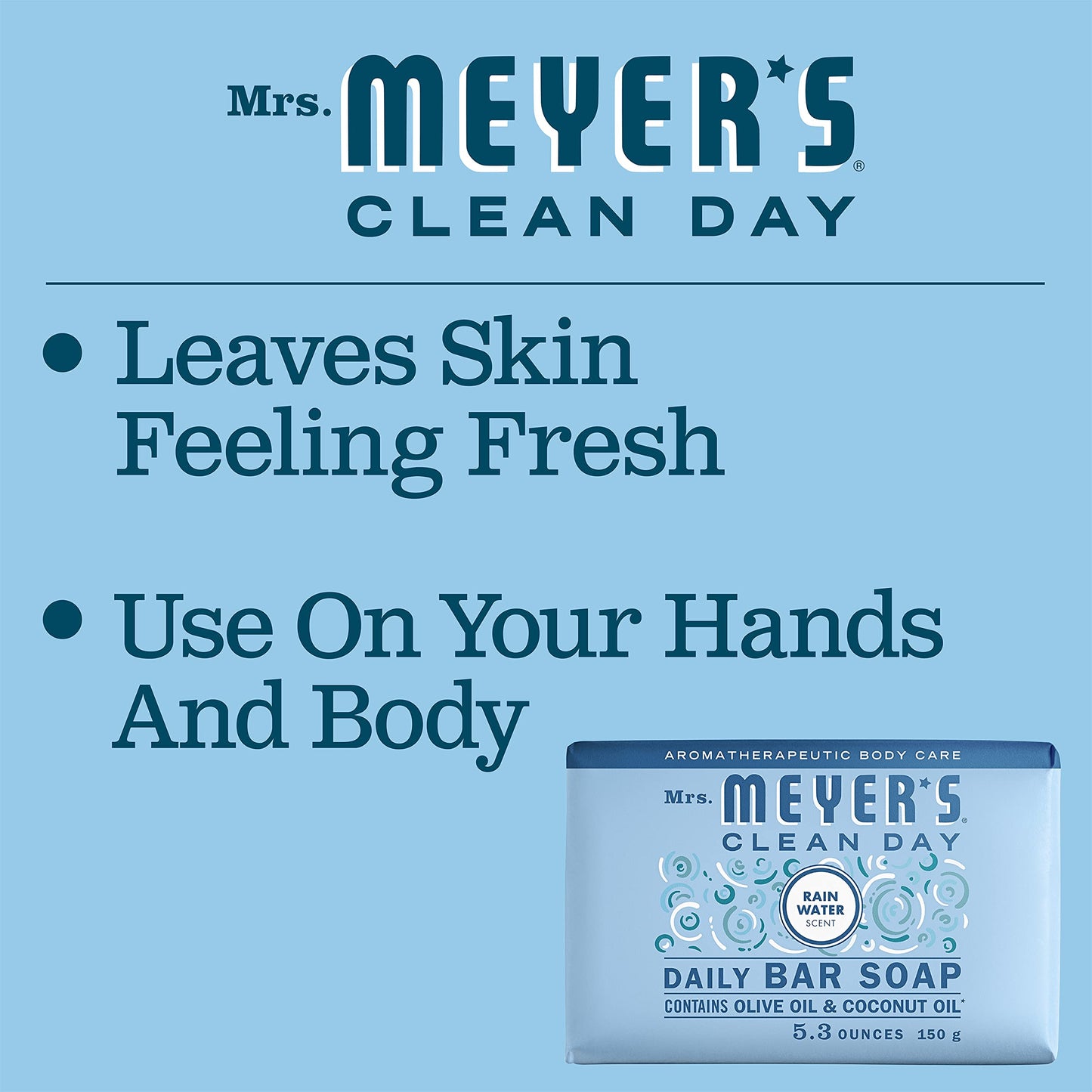 MRS. MEYER'S CLEAN DAY 11220 Bar Soap, Rain Water Scent, 5.3-oz. - Quantity 12 Beauty & Personal Care Mrs. MEYER'S