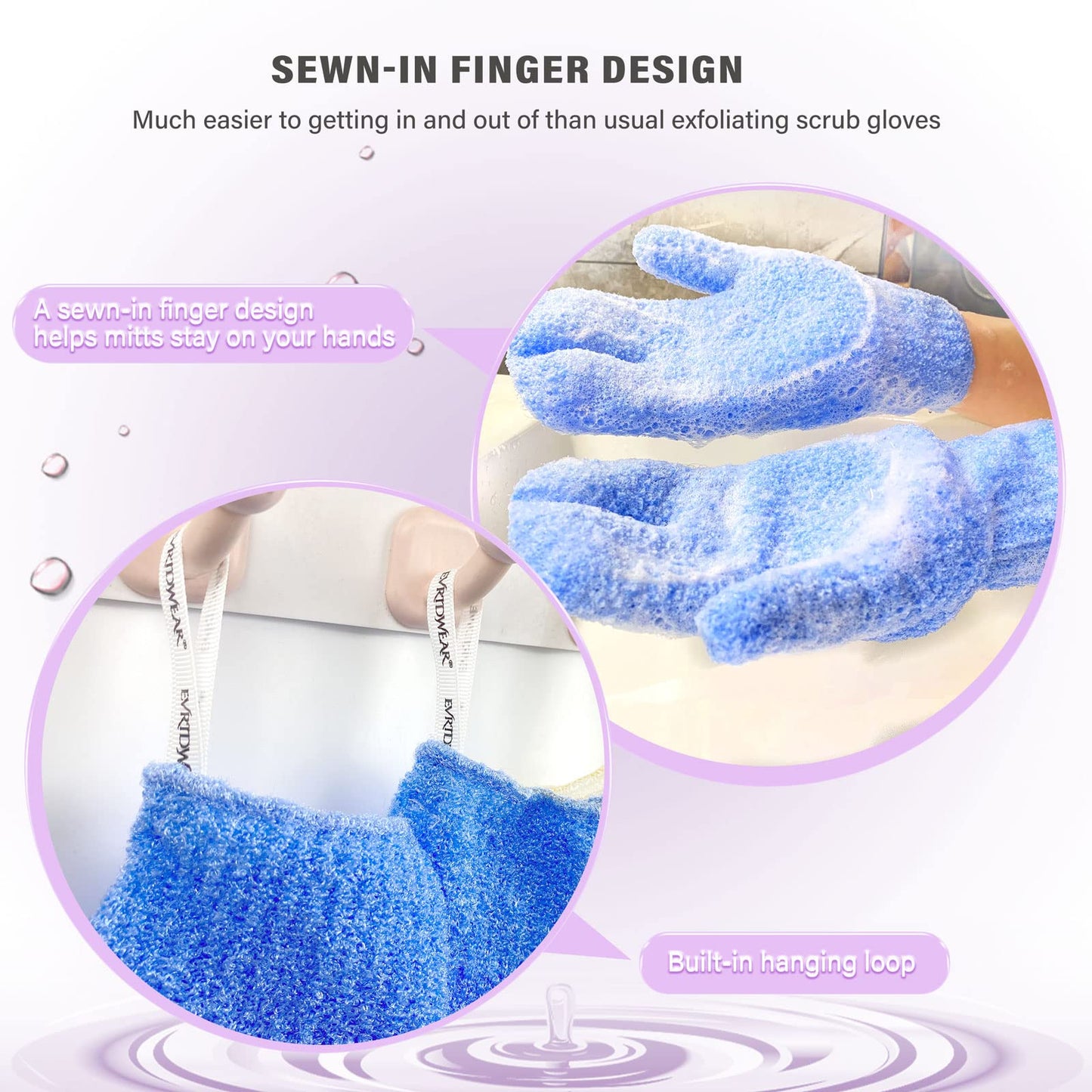 Evridwear Shower Exfoliating Mitts, Deep Cleanse Bathing Scrub Gloves Self Tan Scrubber Mitten Dead Skin Remover for Men and Women,1 Pair Moderate Beauty & Personal Care Evridwear