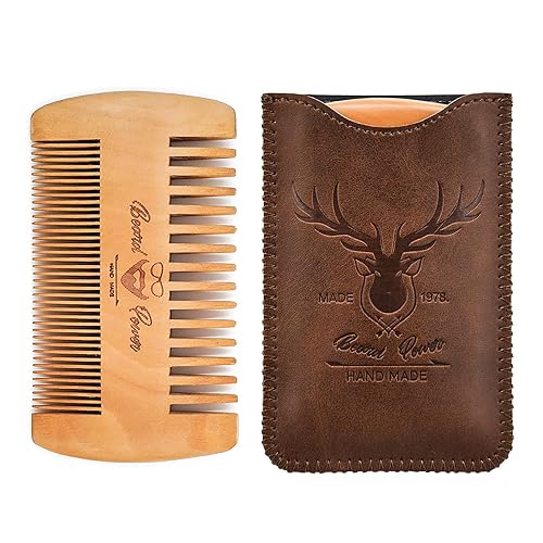 Menesia Wooden Comb with Durable Case - Fine & Coarse Teeth, Pocket Comb for Beards, Mustaches & Hair, Brown Deer Design Beauty & Personal Care menesia