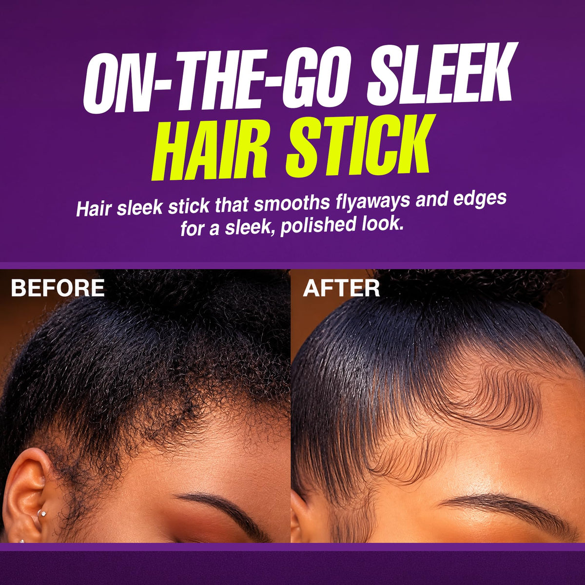 EBIN NEW YORK 24 Hour Edge Tamer Hair Sleek Wax Stick Wild Berry, 2.7 Fl Oz