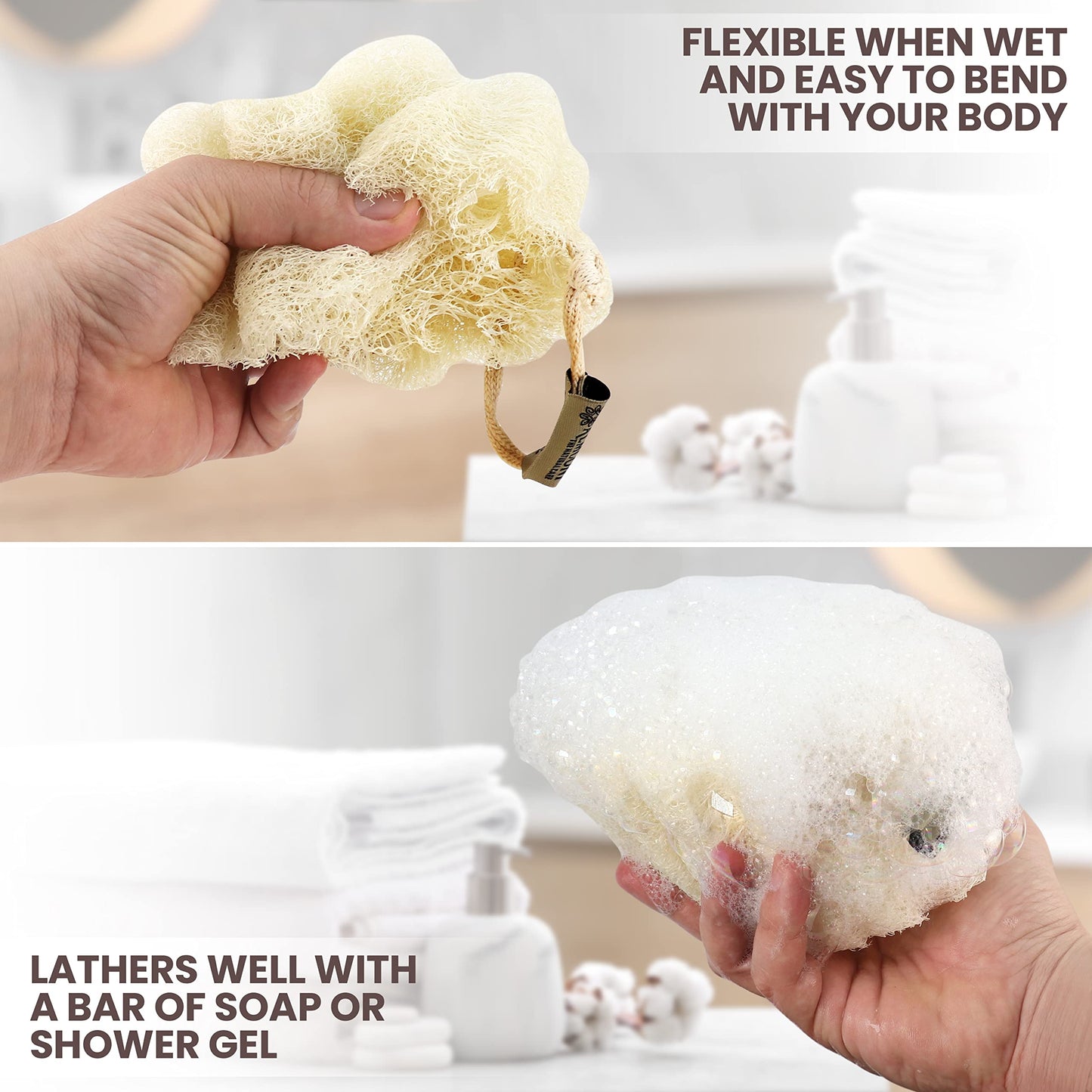 Almooni Mini Natural Loofah Sponge - Real Egyptian Shower Exfoliating Loofah - Small Loofah Scrubber for The Perfect Grip - 3 Count(1 Pack) Beauty & Personal Care ALMOONI