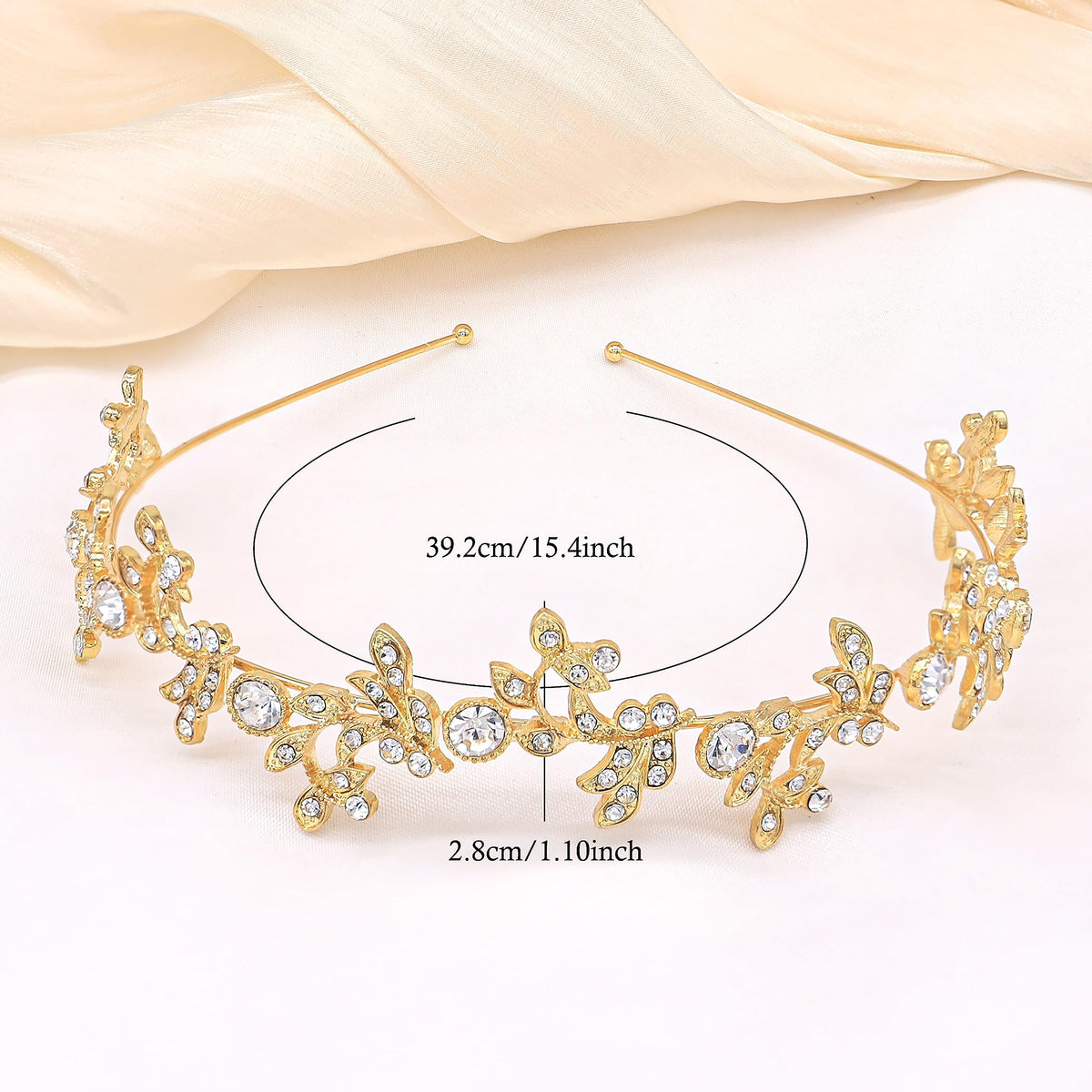 Ammei Headpiece Crystal Headband Bridal Tiara Flower Shape Women's Headpiece Metal Rhinestone Headbands
