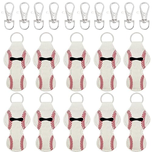 allydrew 10 Pack Chapstick Holder Keychain, Keyring for Lip Balm Lip Gloss Lipstick with 10 Pieces Metal Keyring Clasps, Baseball/Softball Beauty & Personal Care allydrew