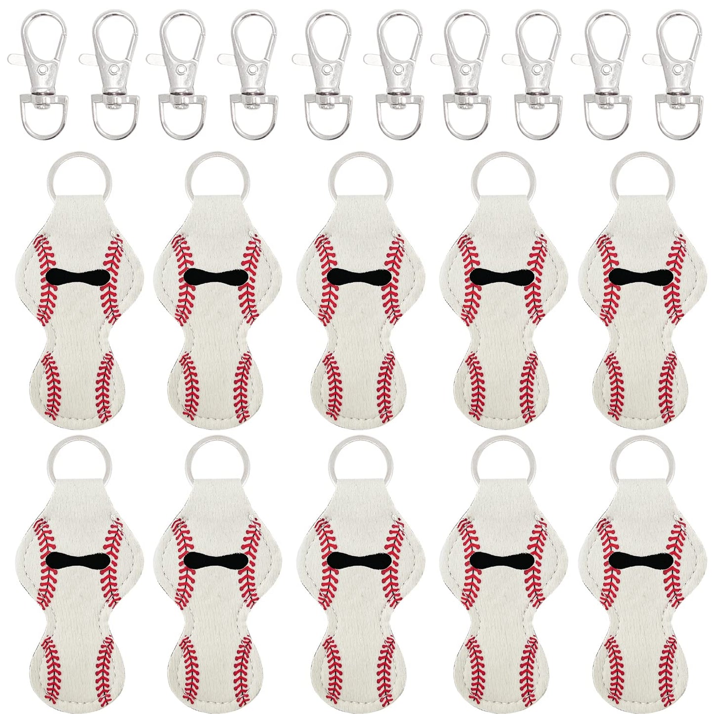 allydrew 10 Pack Chapstick Holder Keychain, Keyring for Lip Balm Lip Gloss Lipstick with 10 Pieces Metal Keyring Clasps, Baseball/Softball Beauty & Personal Care allydrew