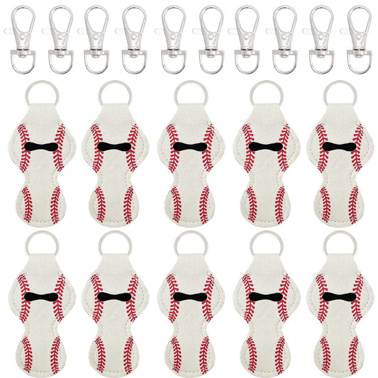 allydrew 10 Pack Chapstick Holder Keychain, Keyring for Lip Balm Lip Gloss Lipstick with 10 Pieces Metal Keyring Clasps, Baseball/Softball Beauty & Personal Care allydrew