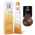 GK HAIR Color Cream 7.0 Natural Blonde - 100% Grey Coverage | Semi, Demi or Permanent Results | 8-10 Vol Semi | 20-30-40 Vol Permanent - Salon Quality Beauty & Personal Care GK HAIR