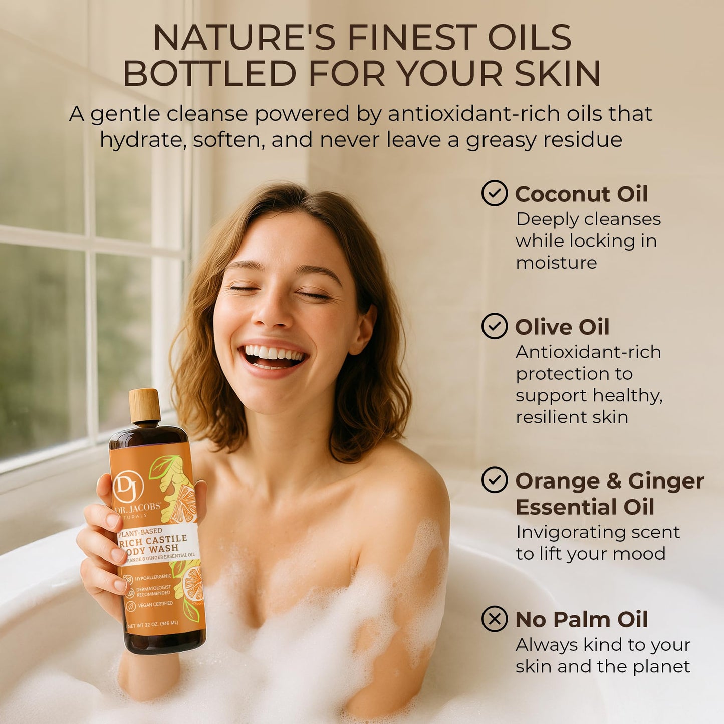 Dr. Jacobs Naturals Castile Orange and Ginger All-Natural Body Wash for Moisturizing Dry Skin with Plant-Based Ingredients with Pump - 32 Ounce Beauty & Personal Care DR.JACOBS NATURALS