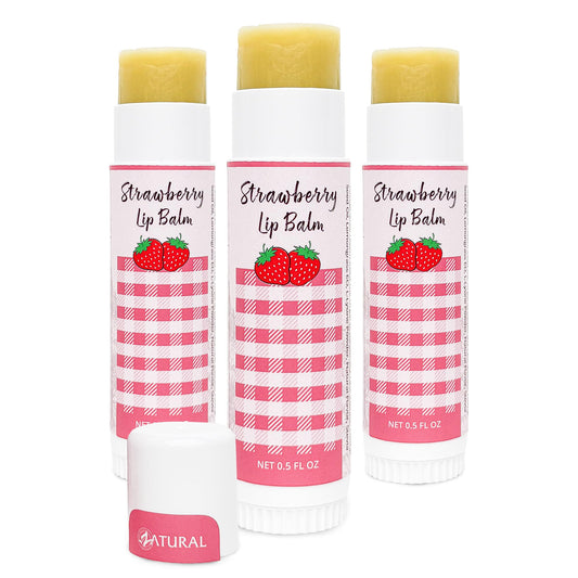 Zatural Strawberry Lip Balm with Shea Butter, Jojoba Oil, Lysine Large 0.5oz - Plant-Based Moisture with Rosehip and Vitamin E - Travel Friendly Beauty and Personal Care Zatural