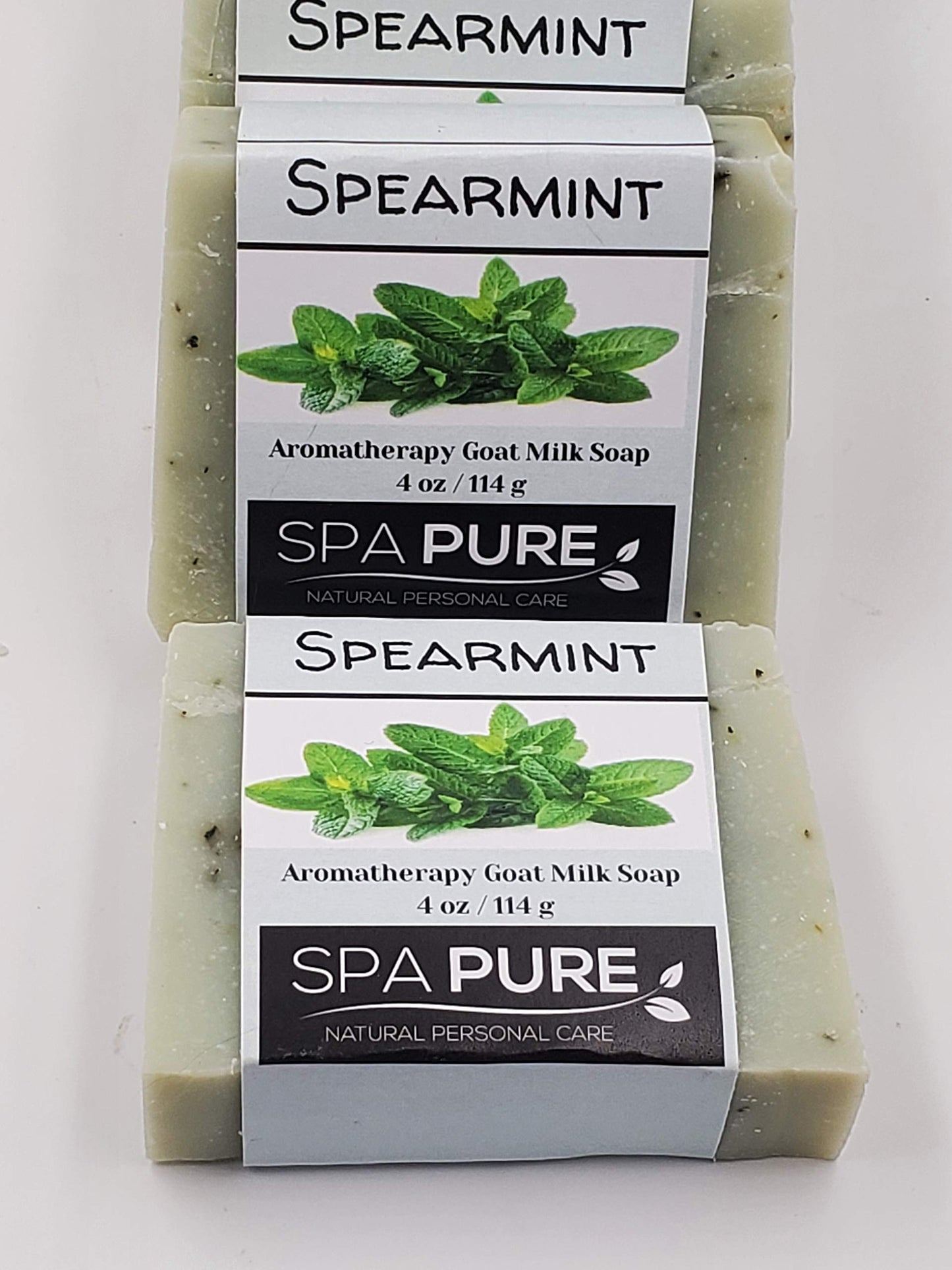 Spa Pure Aromatherapy Luxury Soap, made with plant based ingredients, essential oils, all natural, 4.5 oz each (Spearmint) Beauty & Personal Care Spa Pure
