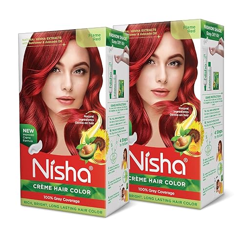 Nisha cream hair color Fashion Highlights And Rich Bright Long-Lasting Colour Flame Red Pack of 2 Beauty & Personal Care Nisha