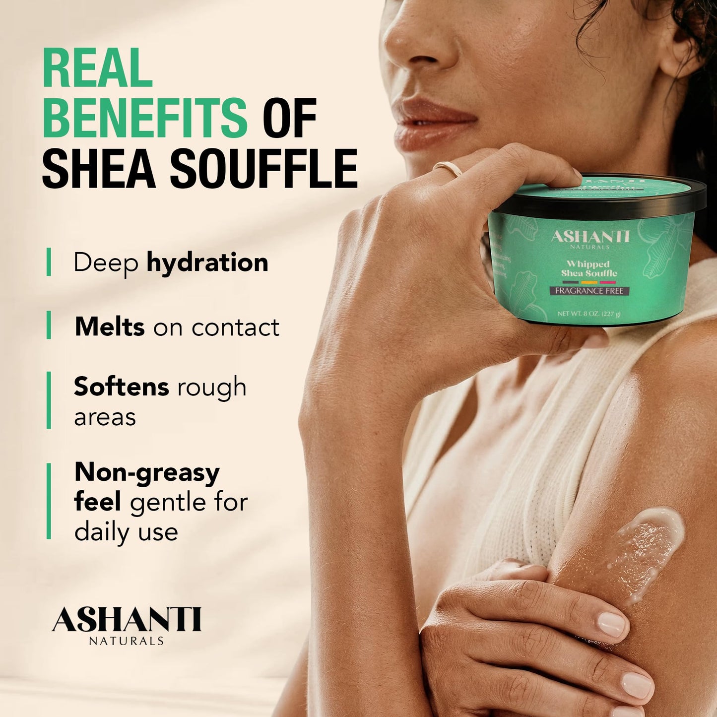 Ashanti Naturals Scented Whipped Shea Butter for Skin | African Body Butter for Women w/Coconut, Almond Oil(Fragrance Free Souffle, 8 oz) Beauty & Personal Care Ashanti Naturals