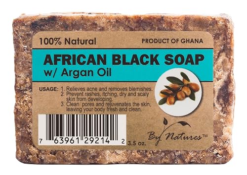 By Natures 100% Natural African Black Soap With Argan Oil 3.5 Oz (Pack of 1) Beauty & Personal Care By Natures