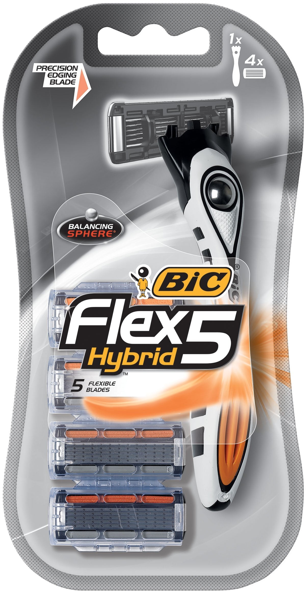 BIC Flex 5 Hybrid Men's 5-Blade Disposable Razor, 1 Handle and 4 Cartridges Beauty and Personal Care BIC