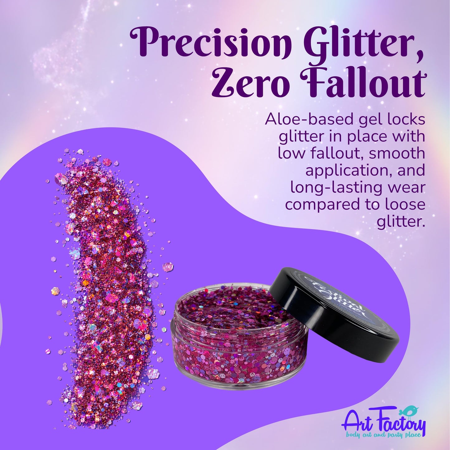 Art Factory Diva Pink Chunky Body Glitter Gel - Holographic & Matte Cosmetic Glitter for Face, Hair & Body - Festival Rave Makeup, Long Wear Hair Beauty & Personal Care Art Factory