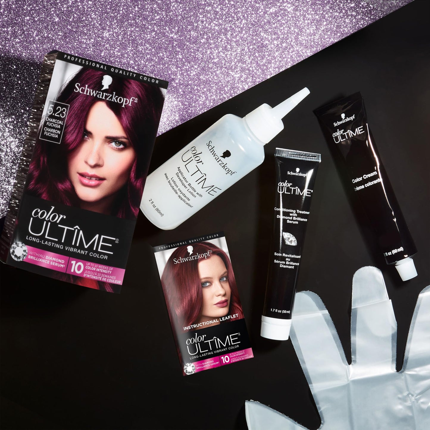 Schwarzkopf Color Ultime 5.23 Charcoal Fuchsia Hair Dye, Permanent Intense Red with Diamond Brilliance, Fade-Resistant, Covers Grays, All Hair Beauty & Personal Care Schwarzkopf