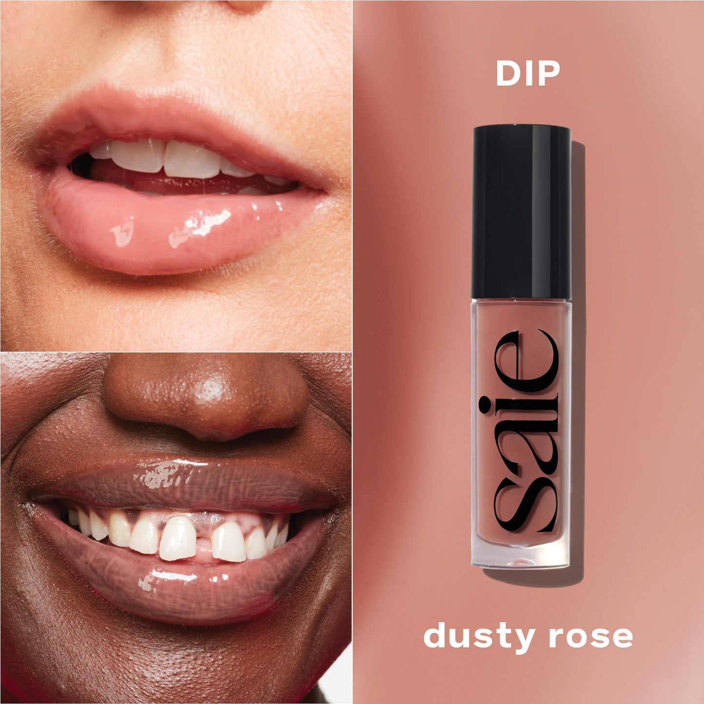 Saie Glossybounce - Hydrating Lip Gloss and Tinted Lip Oil Hybrid with Hyaluronic Acid & Jojoba Oil for Non-Sticky, Ultra-Shiny, Plump & Soft Lips - Beauty & Personal Care Saie