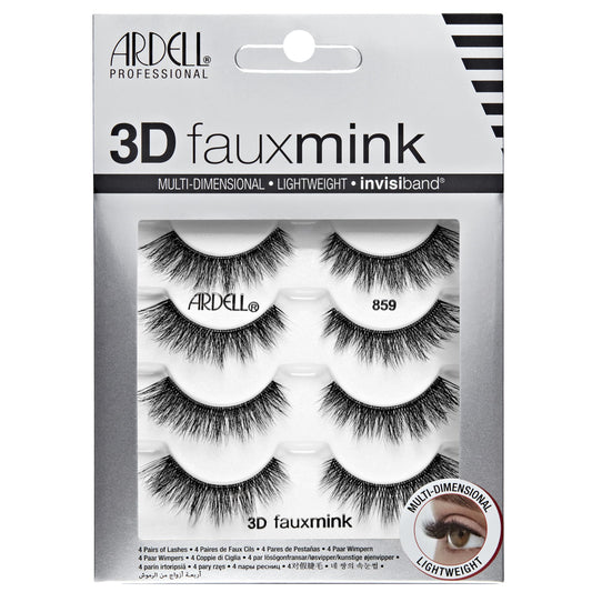 Ardell 3D Faux Mink Lashes - Lightweight Invisiband, Natural Lashes Faux Mink Demi Wispies, 4 Pairs