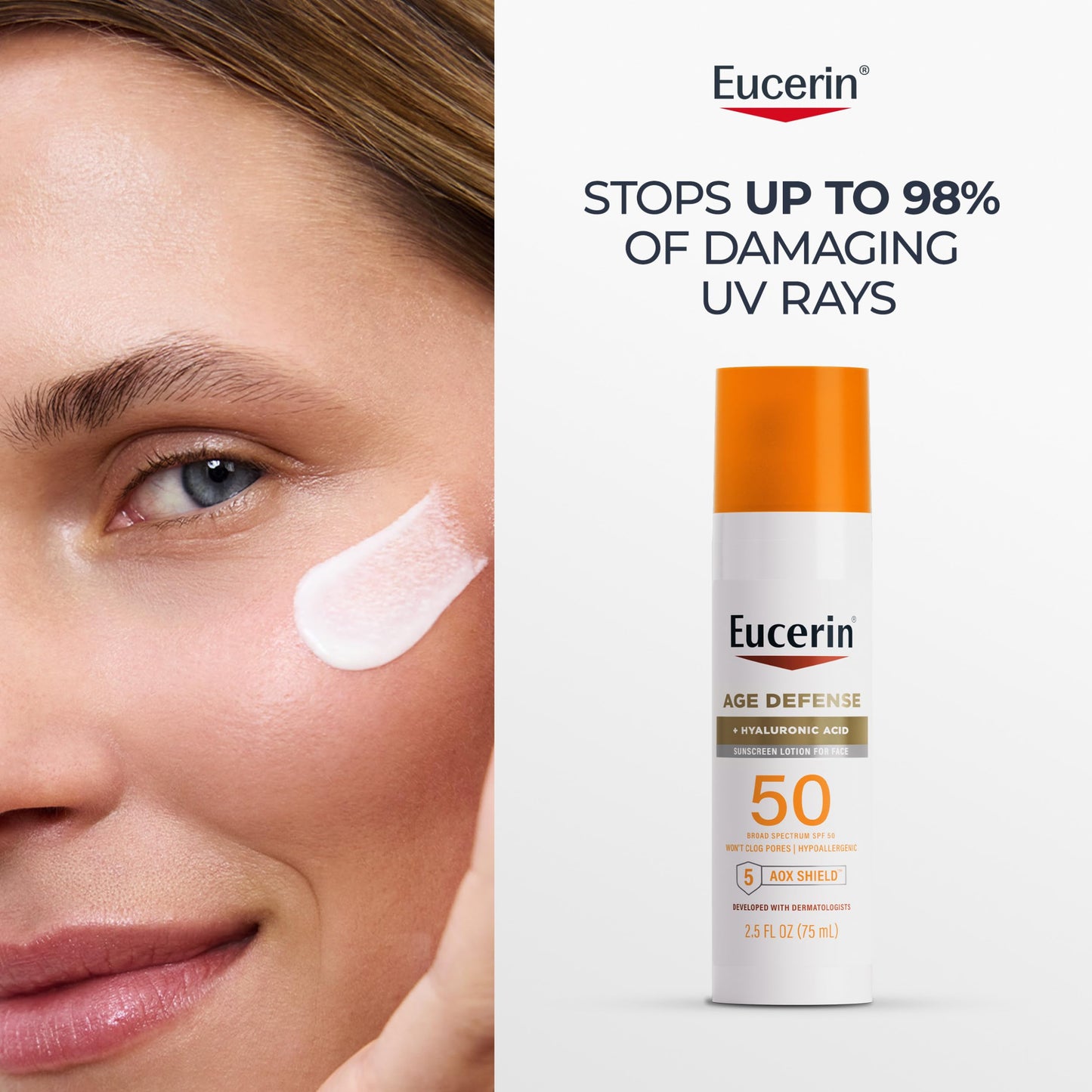 Eucerin Sun Age Defense Face Sunscreen Lotion SPF 50, 2.5 FL OZ Beauty and Personal Care Eucerin