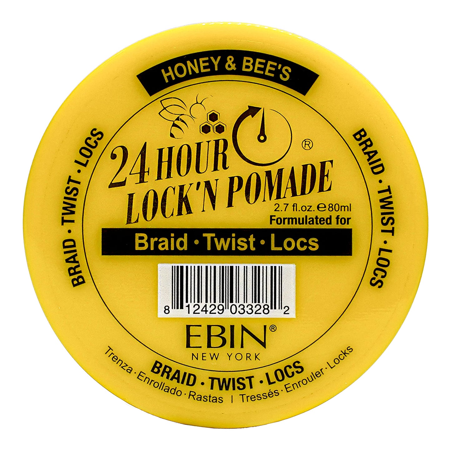 EBIN NEW YORK 24 HOUR LOCK'N POMADE Braid Formula Honey & Bee’s 2.7oz | Ideal for Braiding, Twisting, Edges | Extreme Firm Hold, High Shine | No Beauty & Personal Care EBIN NEW YORK