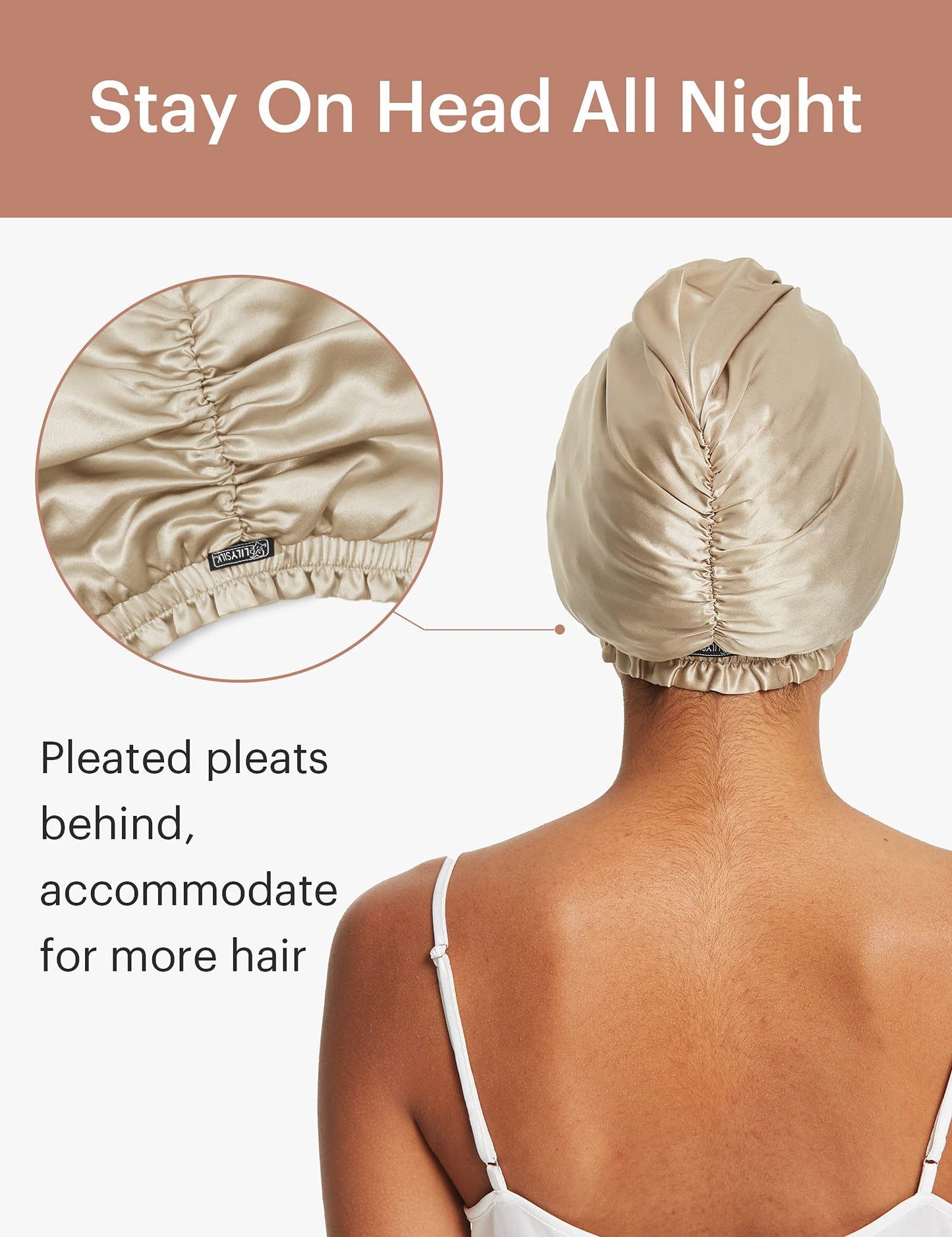 LilySilk Silk Bonnet for Sleeping Womens 100% Mulberry Silk Sleep Cap Hair Wrap for Curly Long Hair Taupe Beauty and Personal Care LilySilk