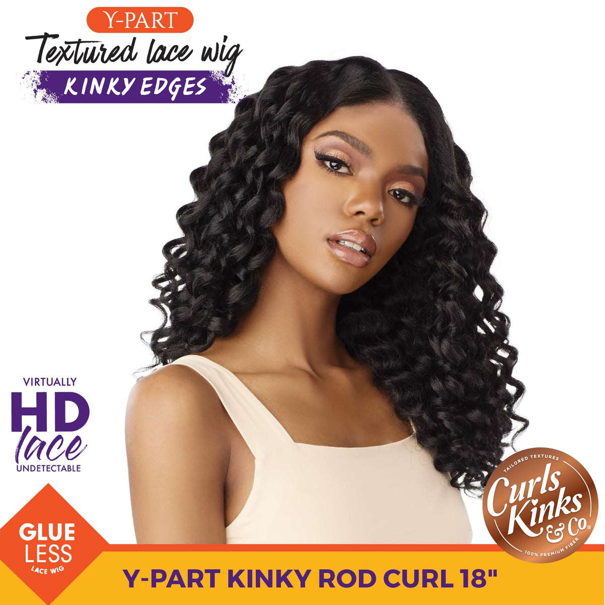 Sensationnel CKCO Kinkyedges Wig-Kinky Rod Curl 18 Inch, 1 JETBLACK