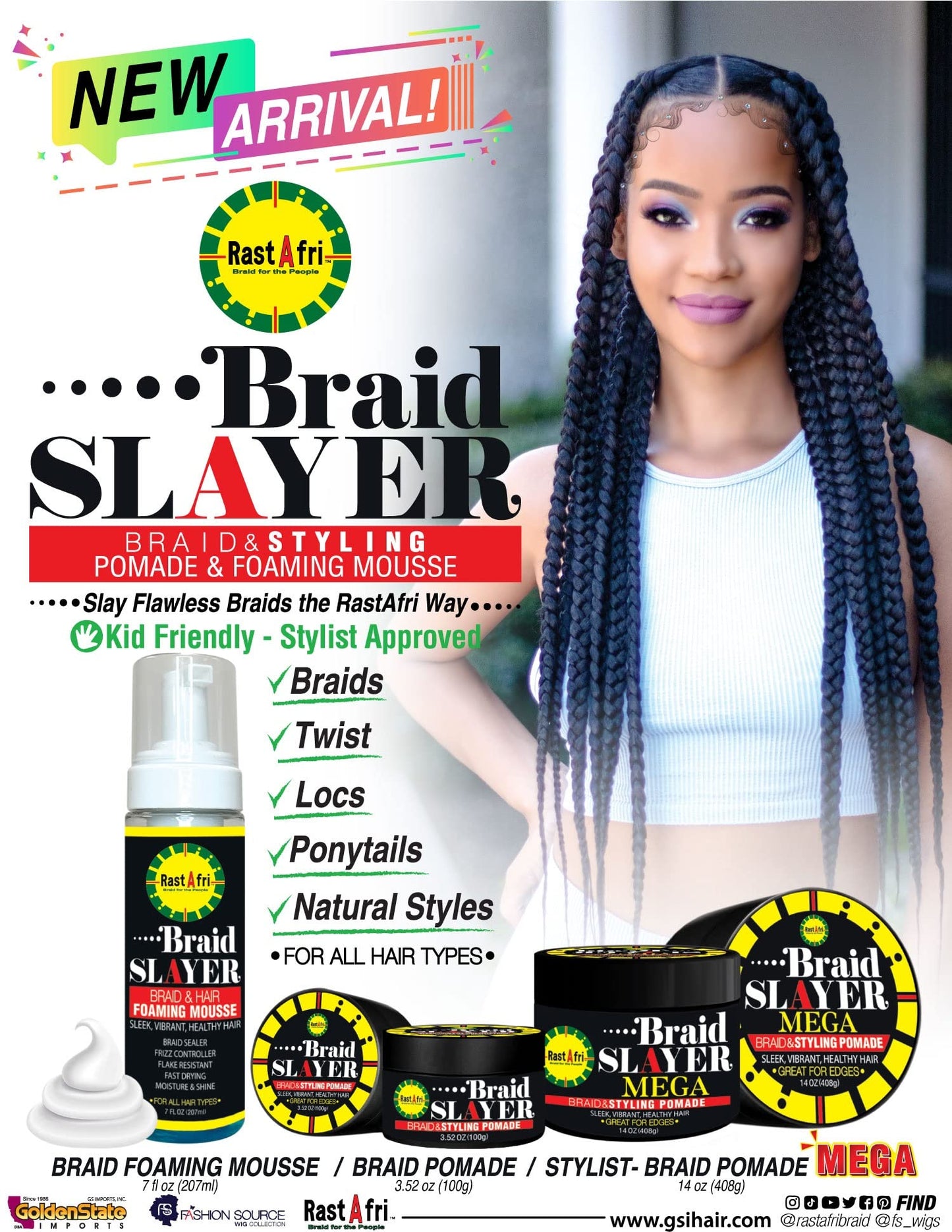 Rast A Fri BRAID SLAYER - MEGA - Edge Control, Styling Pomade Beauty & Personal Care Rast A Fri