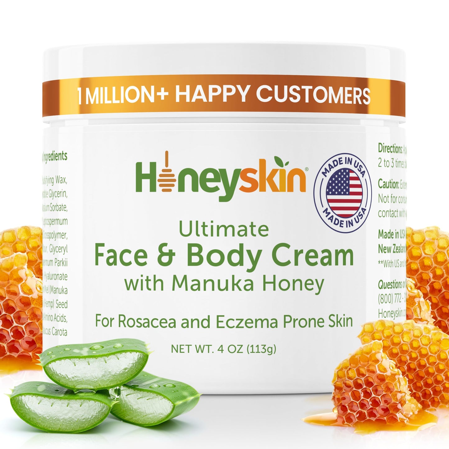 Hydrating Face Moisturizer & Body Cream with Manuka Honey Cream - Organic Face Moisturizer with Honey for Extremely Dry Skin - for Dry & Itchy Skin Beauty & Personal Care Honeyskin