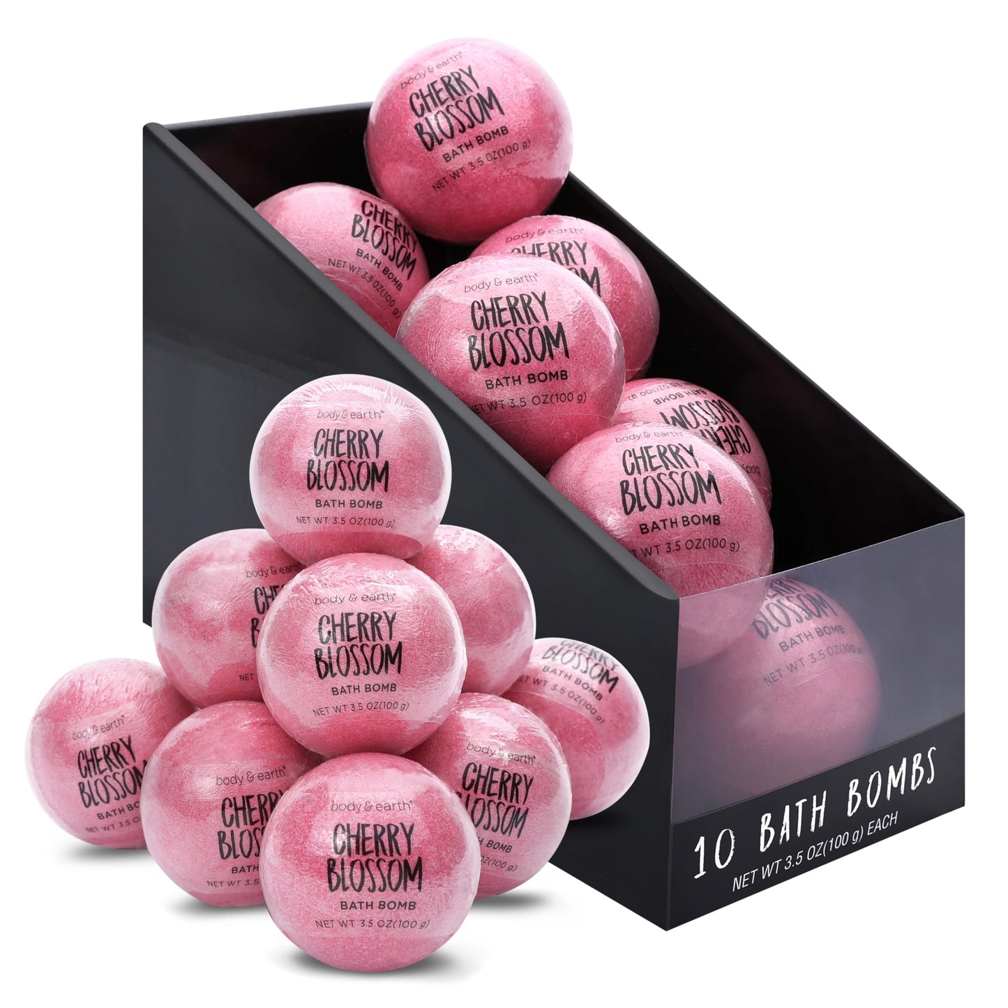 Body & Earth Bath Bombs Gift Set for Women, 10 X 3.5 oz Essential Oils Cherry Blossom Handmade Birthday Gift Idea for Family, Women, Mother's Day Beauty and Personal Care BODY & EARTH