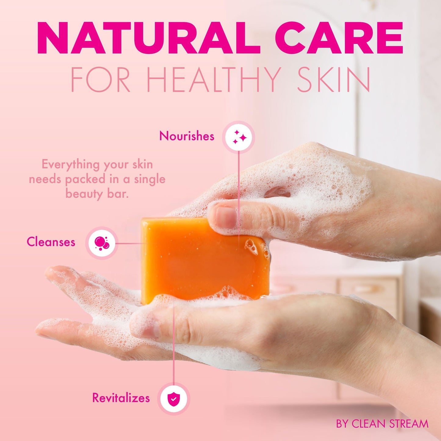 Cleanstream Radiance Soap Bars with Retinol, Vitamin C & Collagen - Gentle Cleanser for Face, Body & Intimate Areas - With Shea Butter, Turmeric Beauty & Personal Care Cleanstream