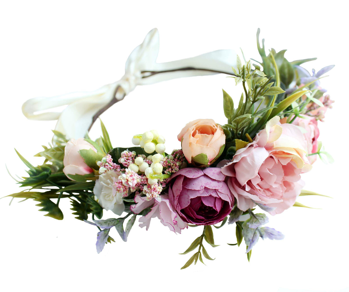LLinfflr Women Floral Crown Boho Flower Headband Halo Headpiece Cosplay