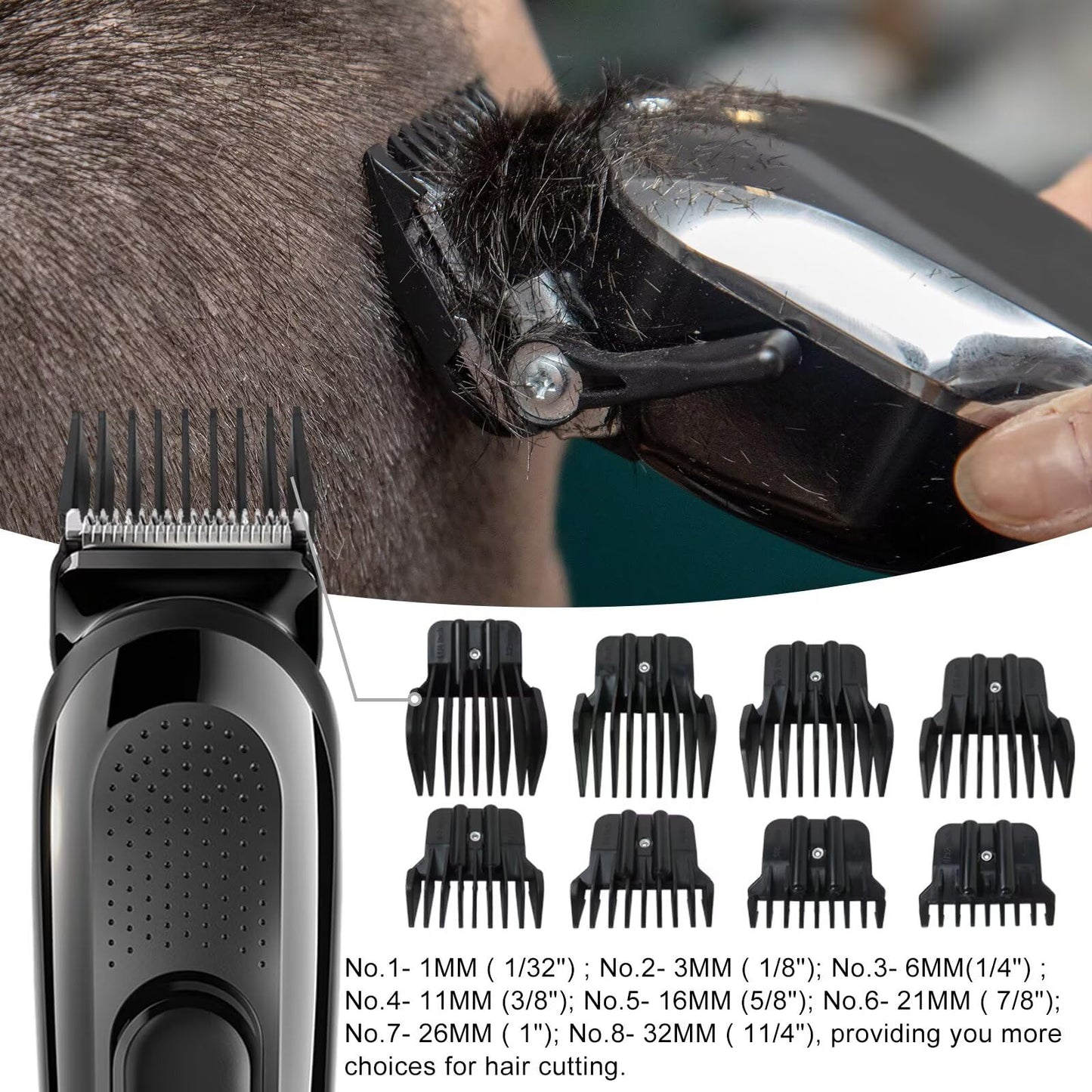 8 Pack Hair Clipper Guards Set, Snap-on Blade Attachment Combs Fits for Wahl Detailers/Andis T-outliner/Andis D8/BaBylis PRO, 8 Sizes (1/32", 1/8" Beauty and Personal Care USonline911