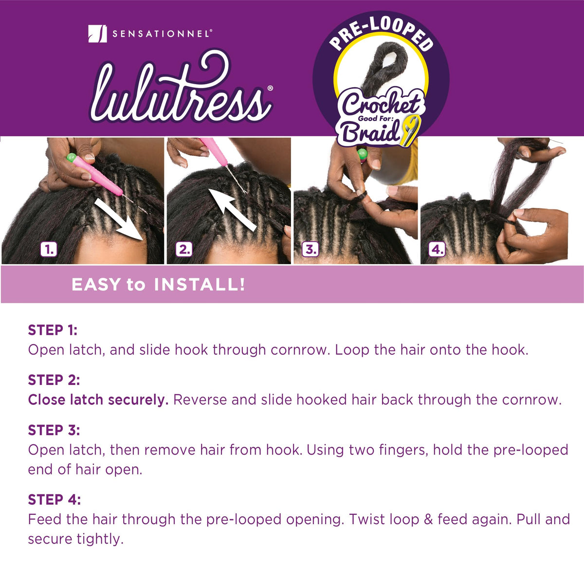 Sensationnel Lulutress Crochet Braids-3X Mermaid Locs 24in,1pk T1B/BG