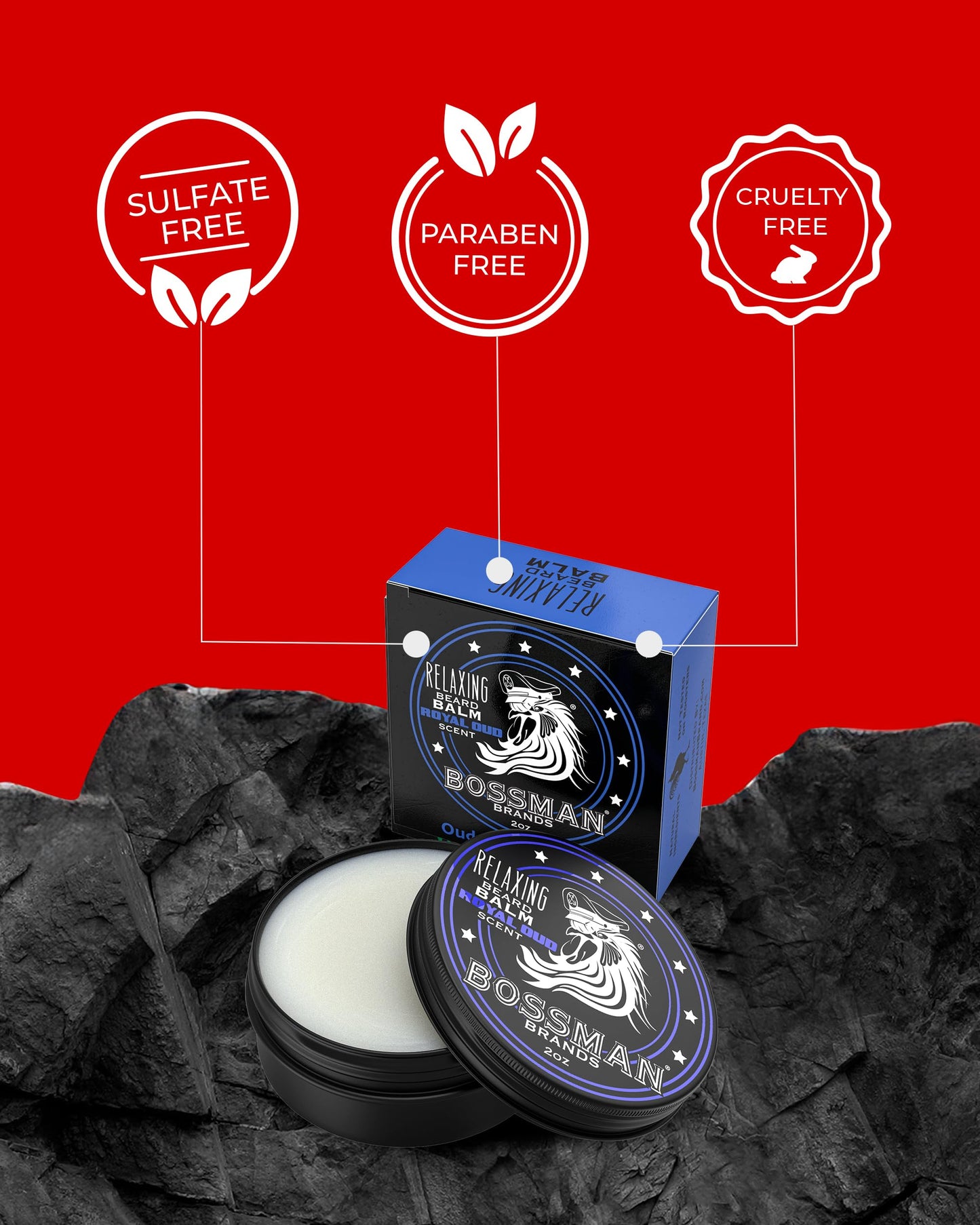 Bossman Relaxing Beard Balm for Men (Royal Oud Scent) - Tames, Relaxes, Thickens & Softens for Ultimate Beard Care - Made in USA Beauty & Personal Care Bossman