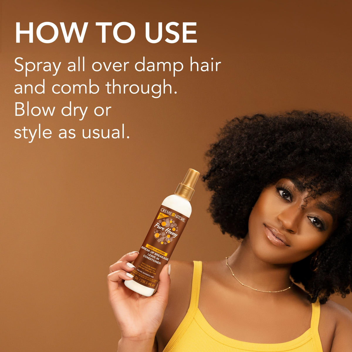 Creme of Nature Pure Honey Leave-In Conditioner, Moisture-Rich Detangler for Dry, Damaged Hair, With Coconut Oil & Shea Butter, Sulfate-Free Formula Beauty & Personal Care Creme of Nature
